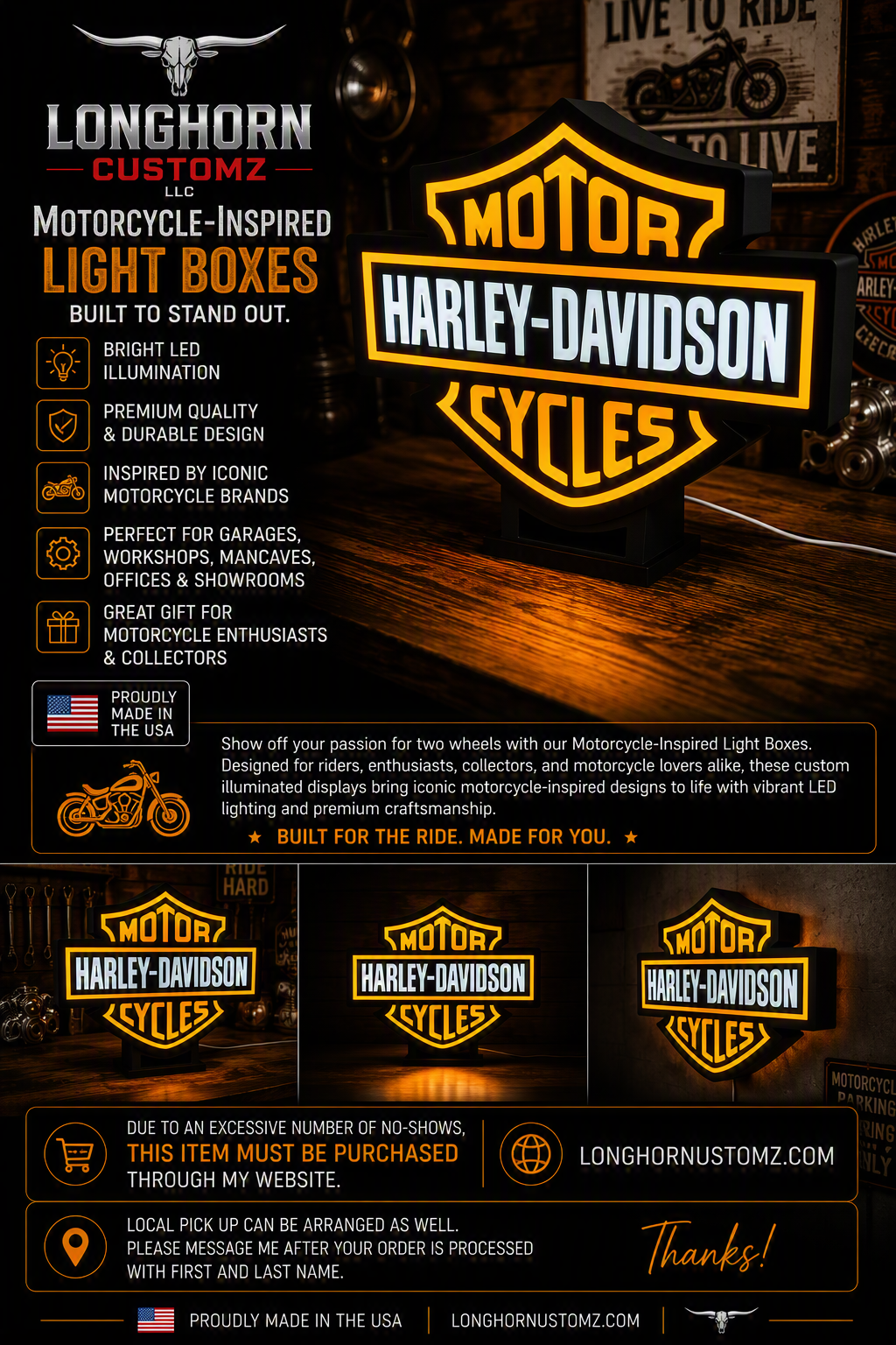 Harley Davidson Emblem Light Box