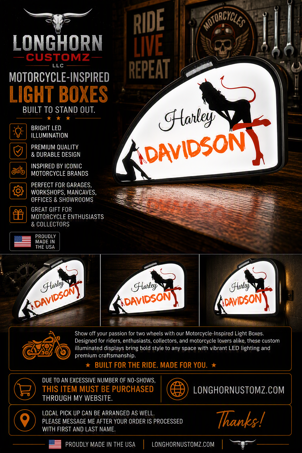 Desk Top Harley Davidson Light Box