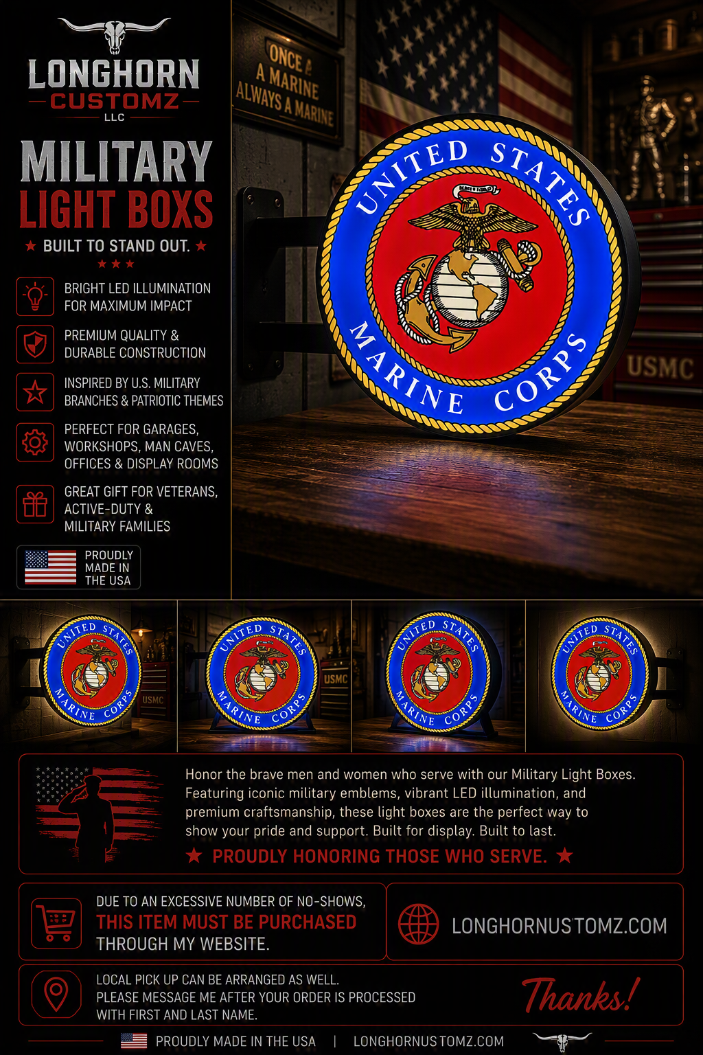 UNITED STATES MARINE CORPS ~ Round Lightbox