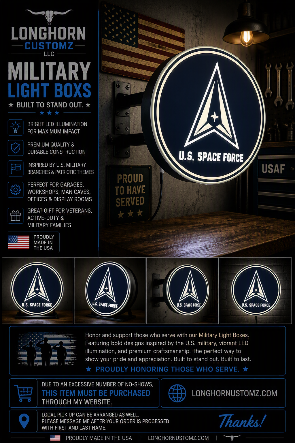 U.S. SPACE FORCE ~ 2-Sided Round Lightbox
