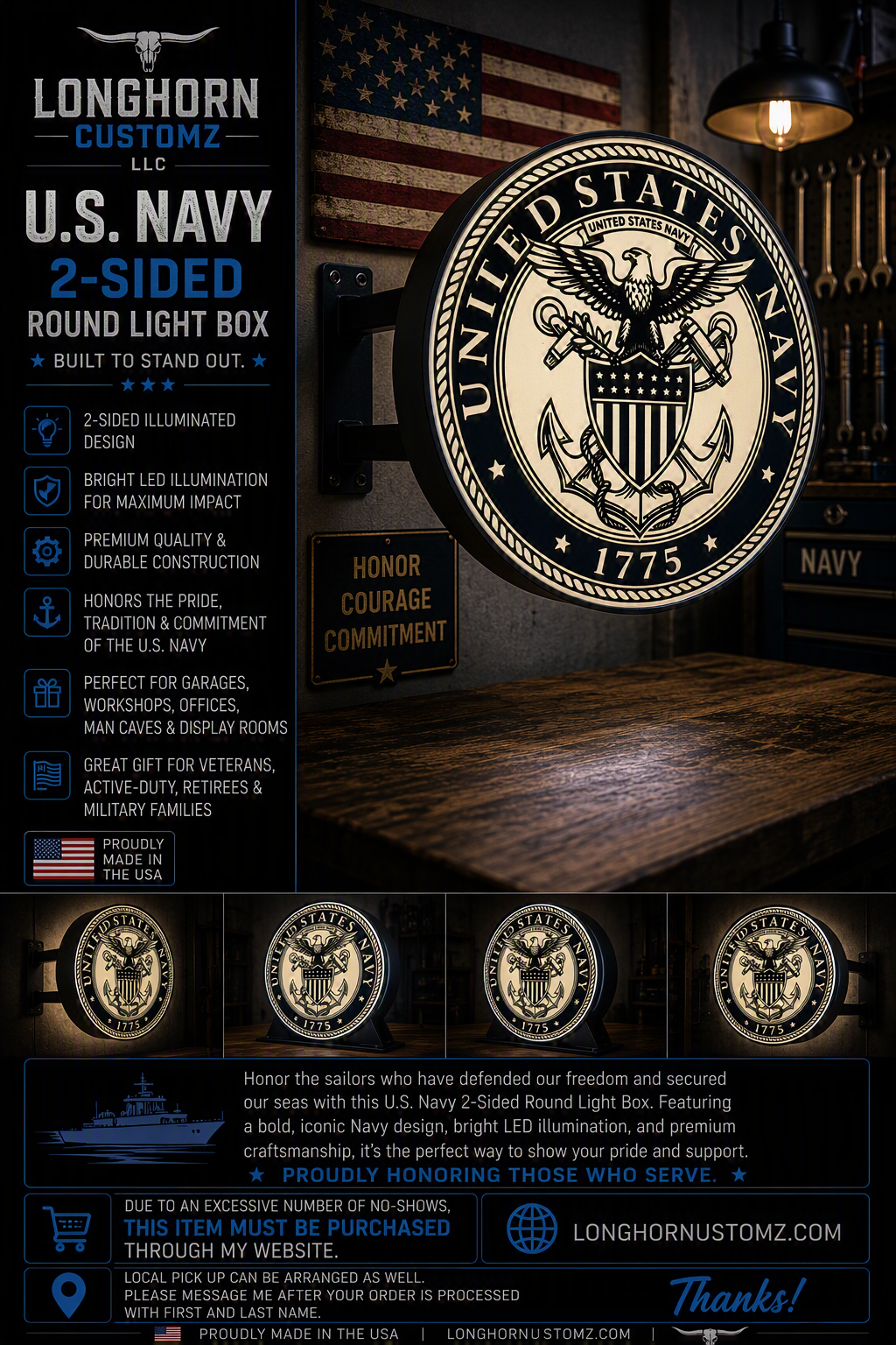 US Navy Anchor Emblem Light Box
